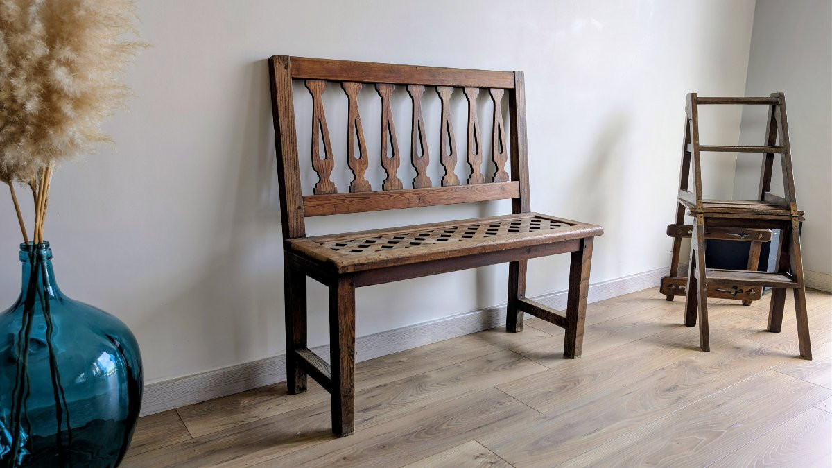 Antique Church Pew Made Of Pitch Pine, Traditional Rustic Furniture-photo-1