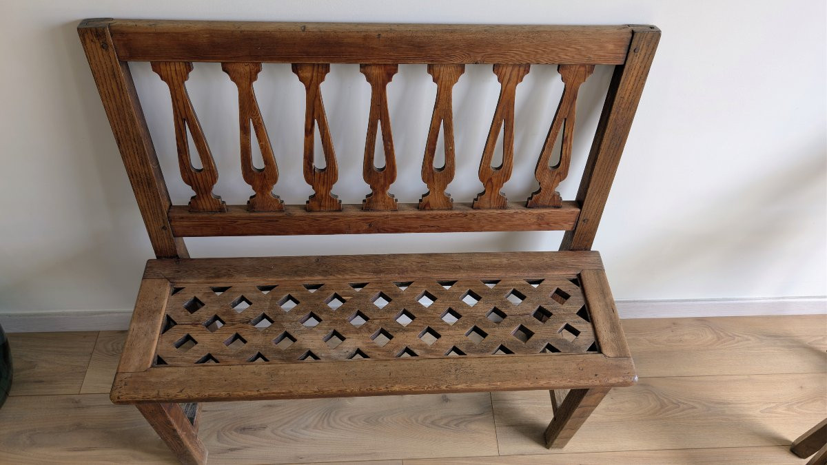 Antique Church Pew Made Of Pitch Pine, Traditional Rustic Furniture-photo-4