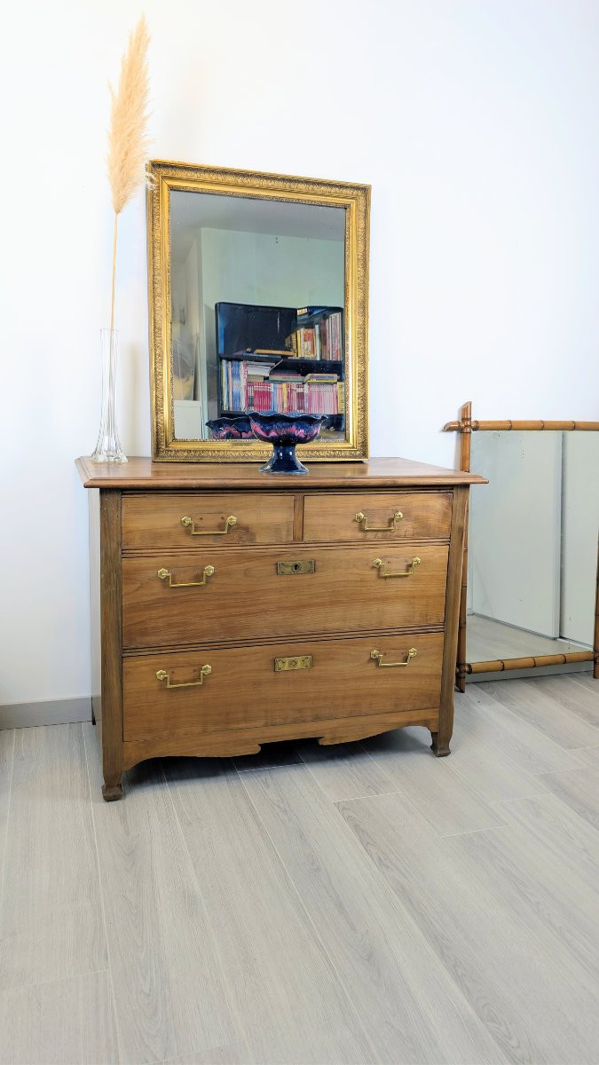 Miroir du XIXᵉ siècle à cadre doré sculpté 82 x 66 cm-photo-2