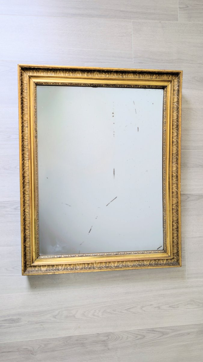 Miroir du XIXᵉ siècle à cadre doré sculpté 82 x 66 cm-photo-4