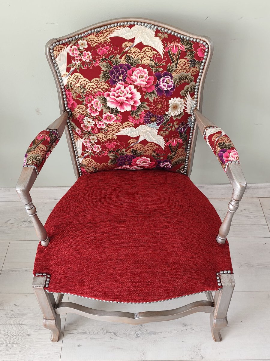 Pair Of Louis XV Style Cabriolet Armchairs, Japonisme Style-photo-2