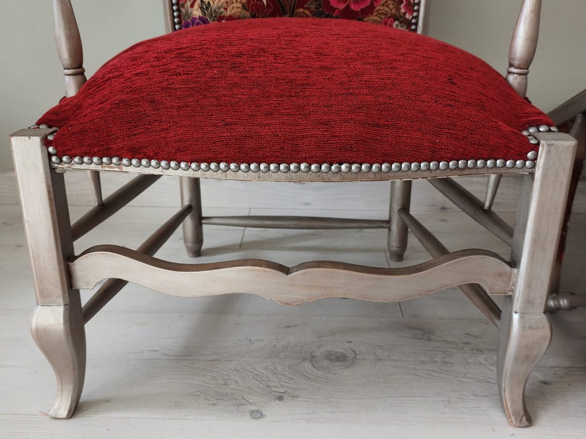 Pair Of Louis XV Style Cabriolet Armchairs, Japonisme Style-photo-3