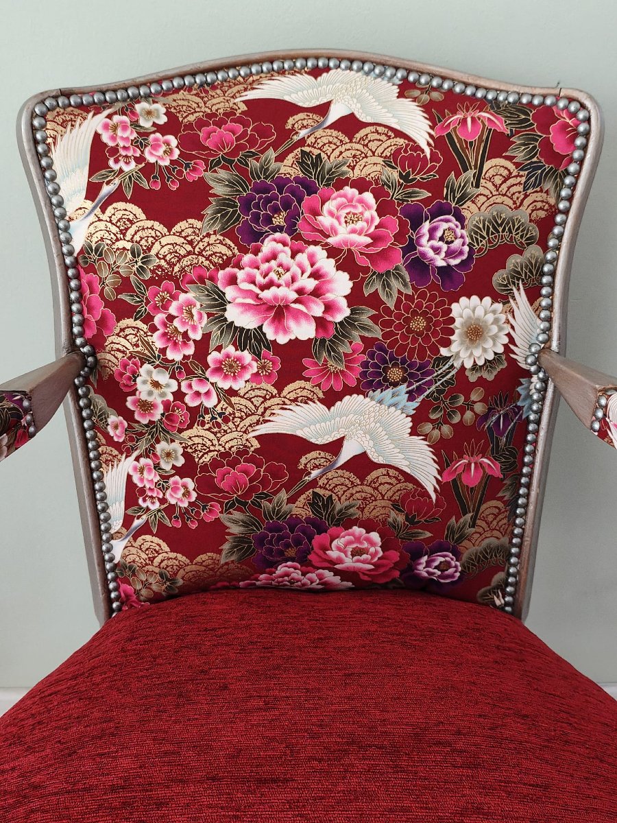 Pair Of Louis XV Style Cabriolet Armchairs, Japonisme Style-photo-8