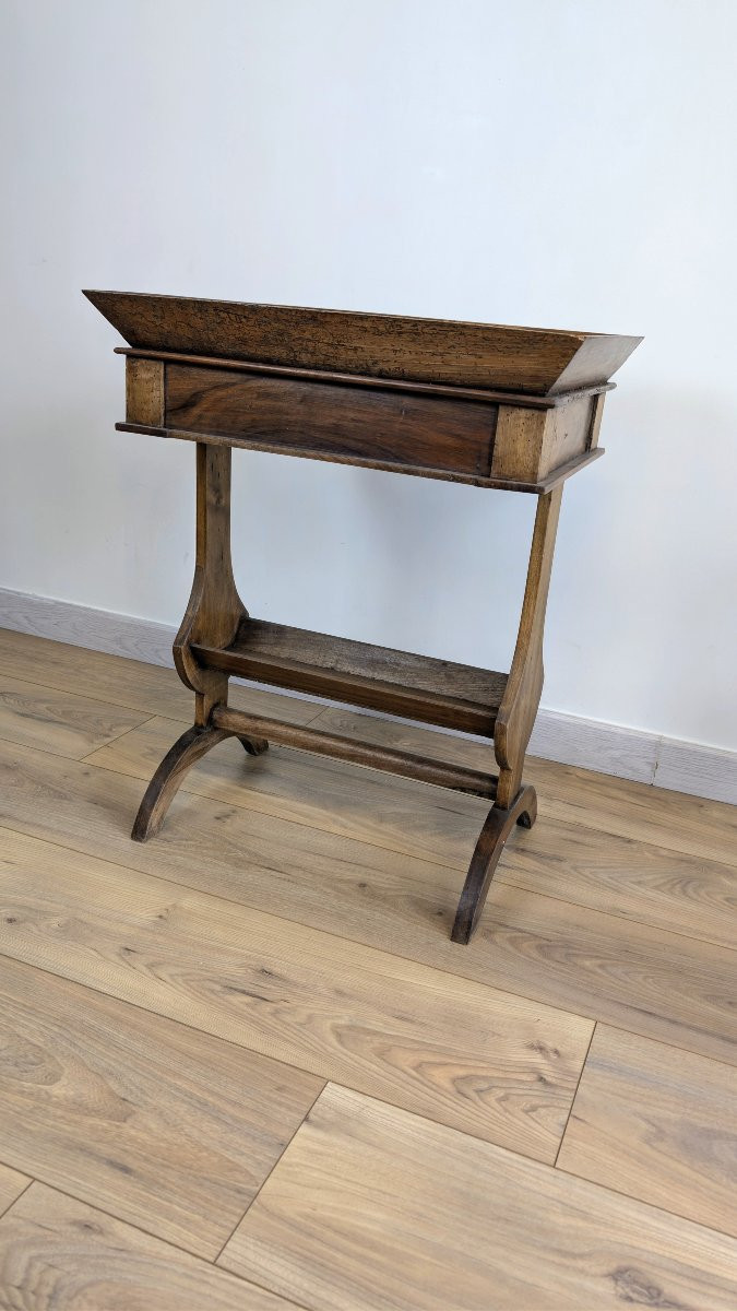 Table jardinière ancienne avec tiroir en bois massif-photo-3
