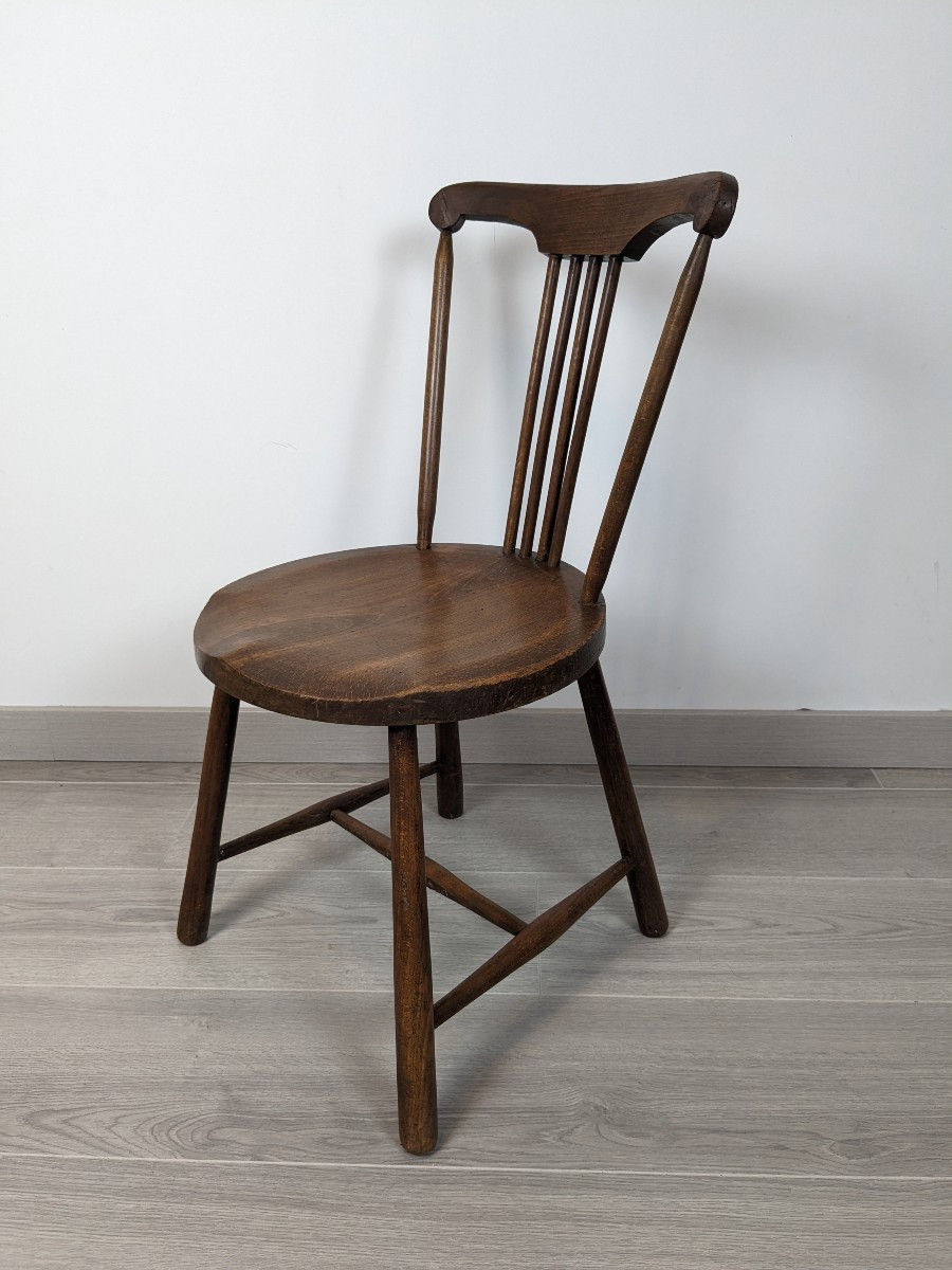 19th Century English Bistro Chair, Solid Wood