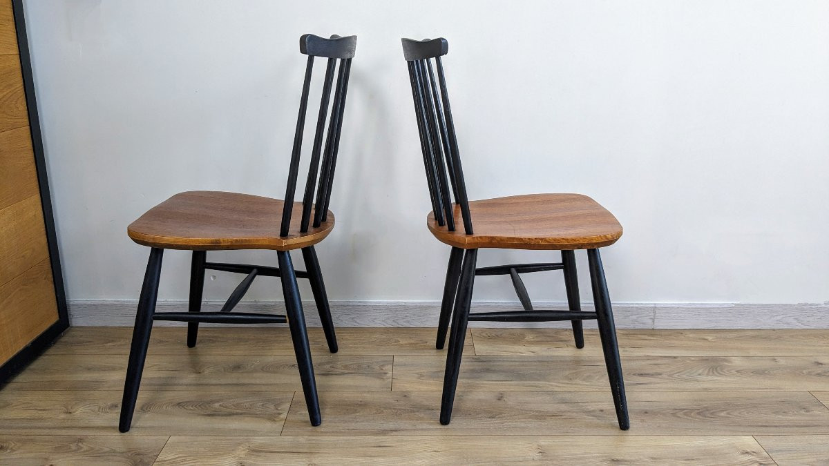Pair Of Nordic Chairs By Ilmari Tapiovaara, Scandinavian Design, 20th Century-photo-3
