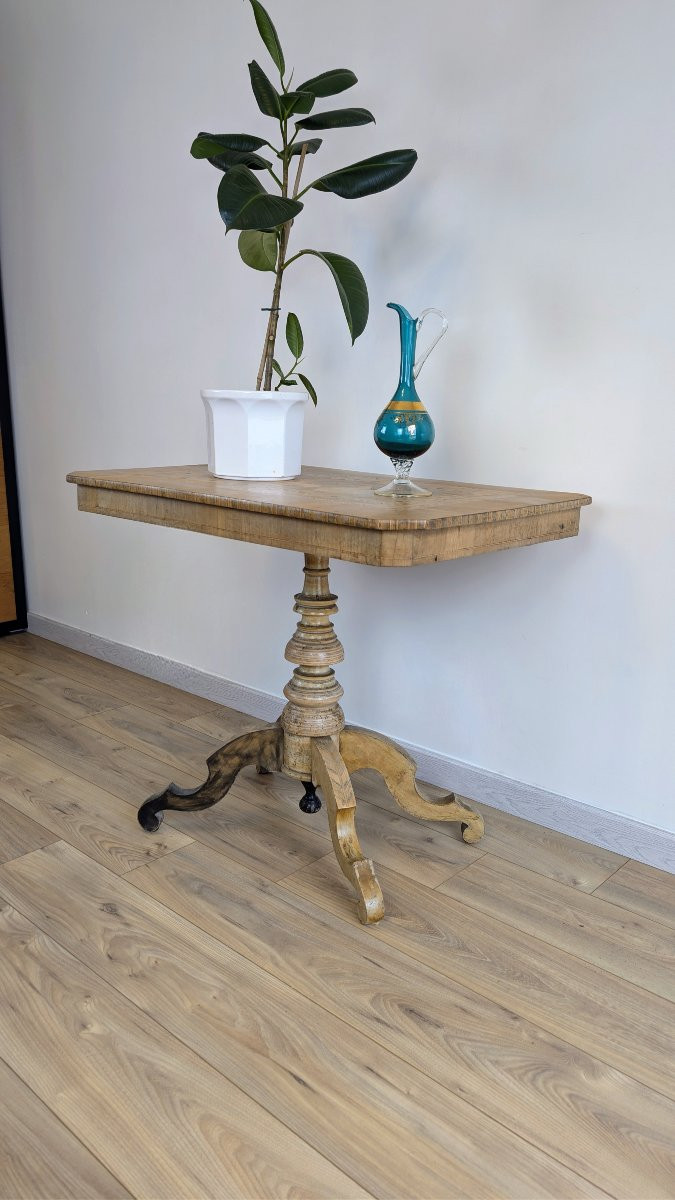 Guéridon italien pliant en marqueterie, décor de scène antique, XIXème-photo-4