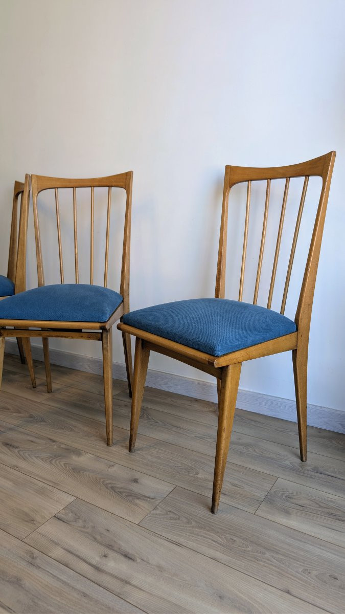 Ensemble de 4 chaises design scandinave – lignes fines années 50/60-photo-2