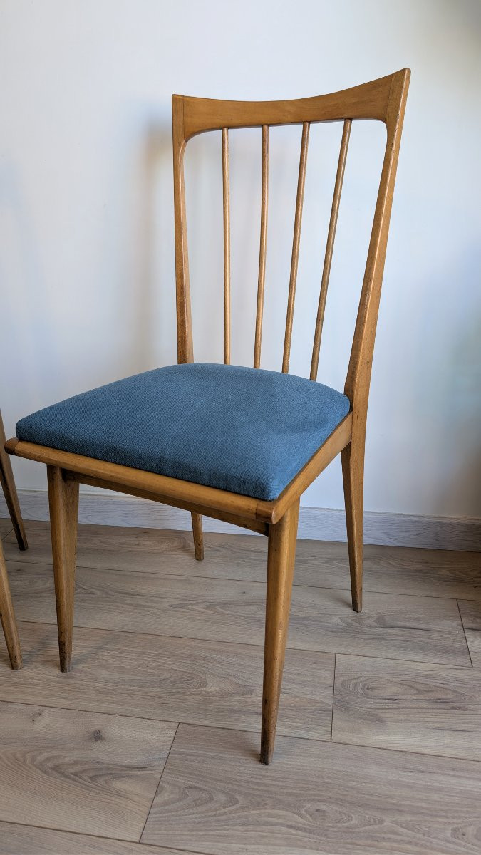 Ensemble de 4 chaises design scandinave – lignes fines années 50/60-photo-4