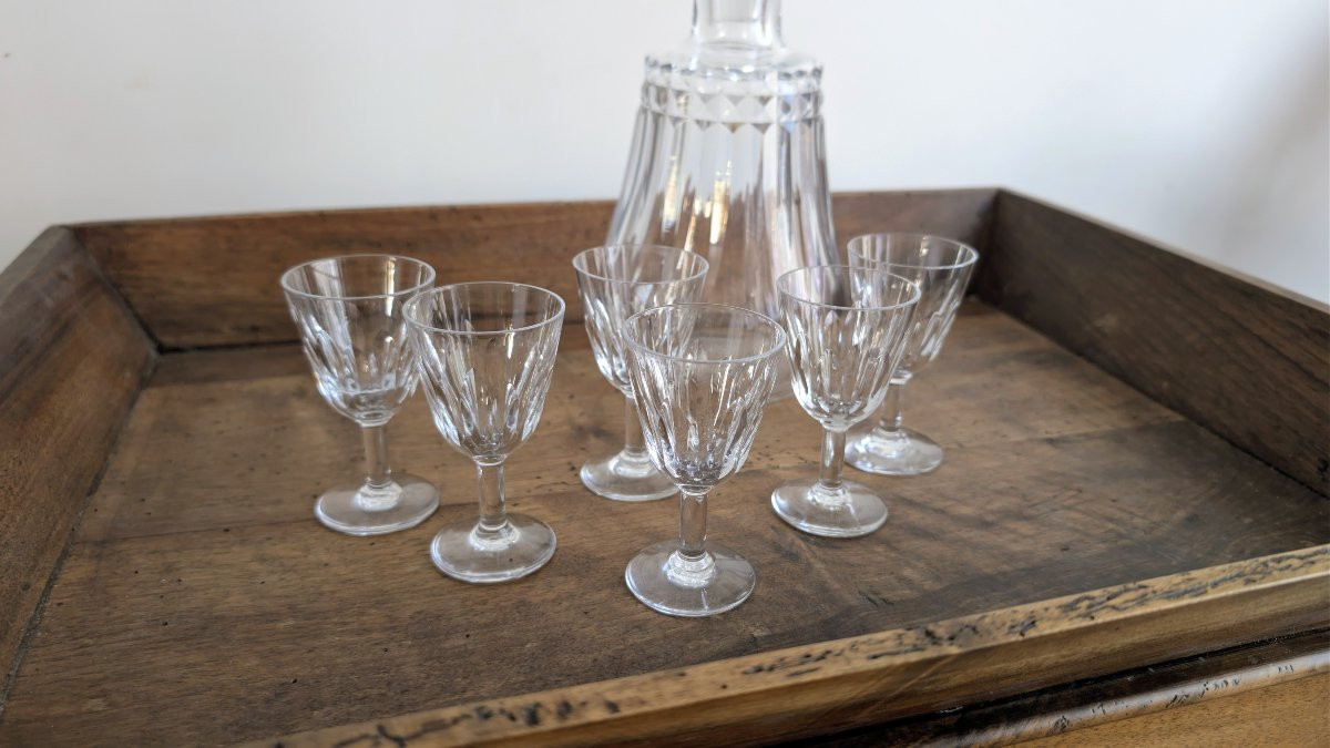 7-piece Baccarat Crystal Digestif Service, French Work-photo-3