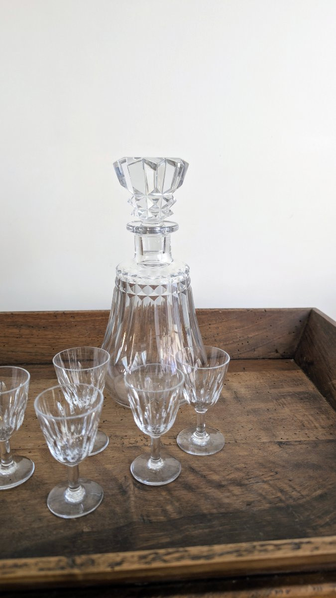 7-piece Baccarat Crystal Digestif Service, French Work-photo-4