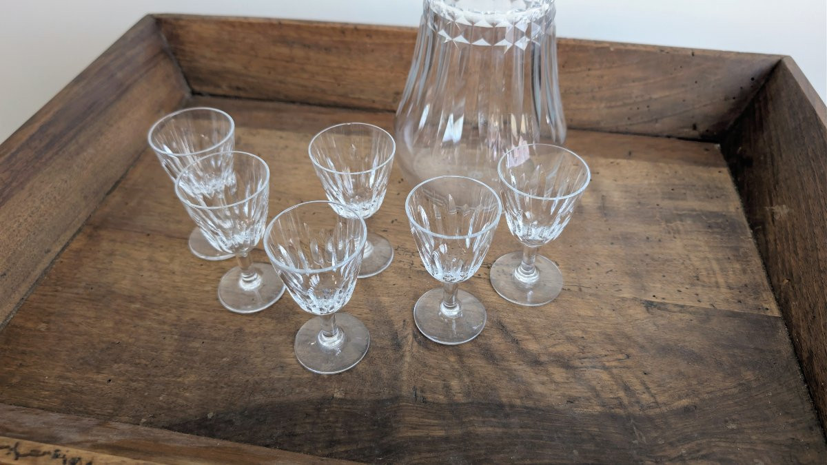 7-piece Baccarat Crystal Digestif Service, French Work-photo-1