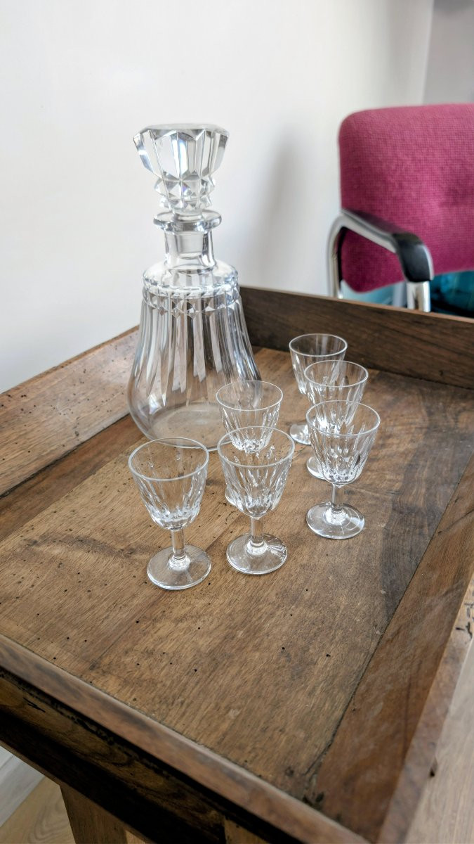 7-piece Baccarat Crystal Digestif Service, French Work-photo-3