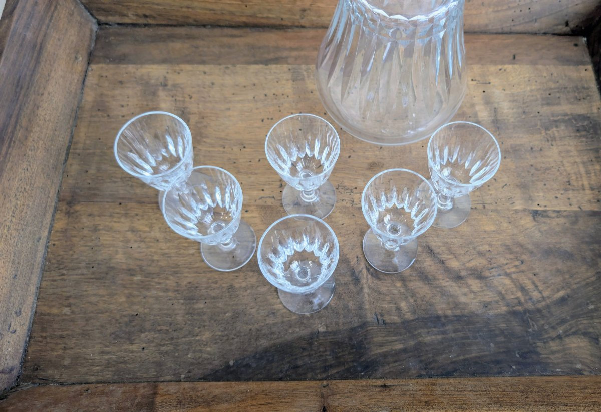 7-piece Baccarat Crystal Digestif Service, French Work-photo-4