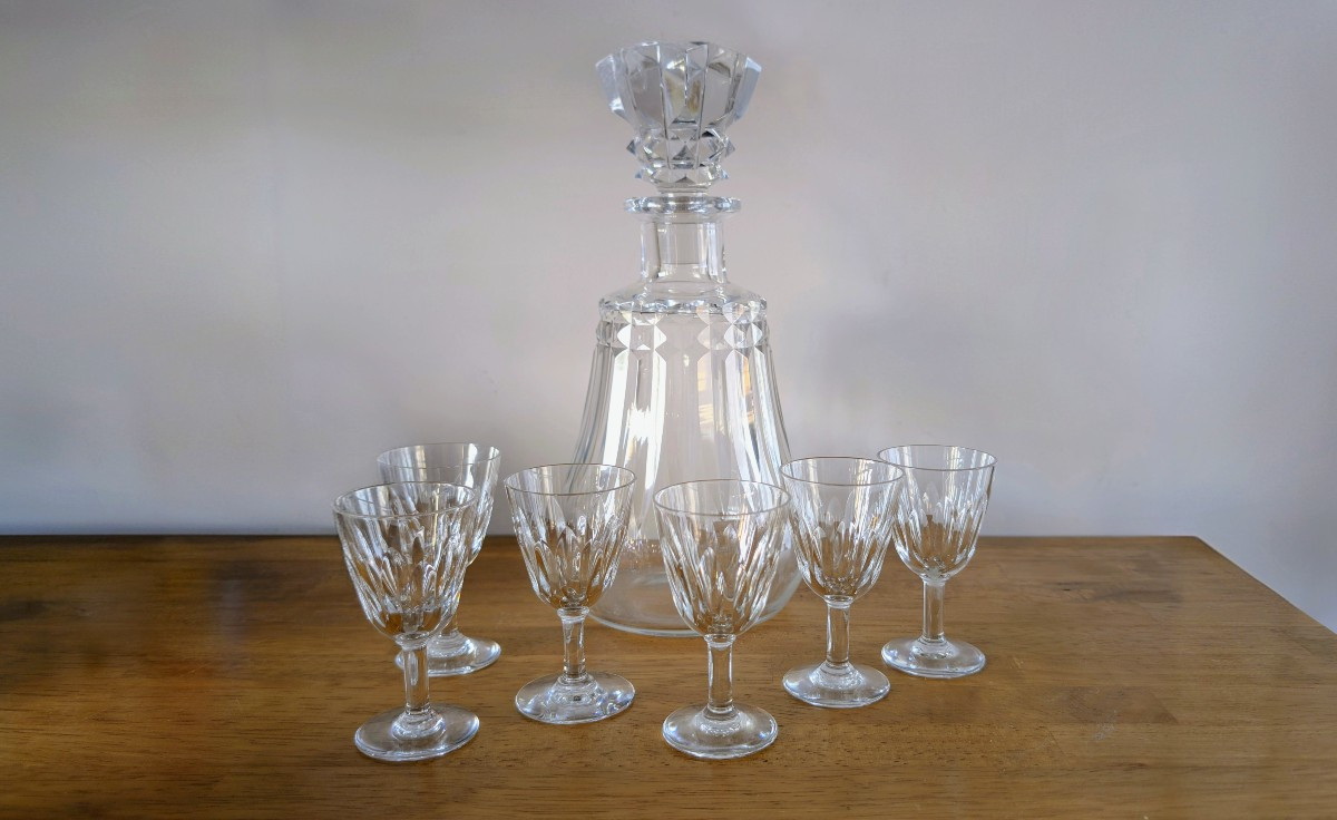 7-piece Baccarat Crystal Digestif Service, French Work
