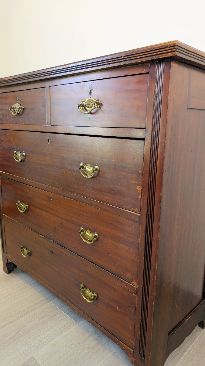 Elegant Classic 19th Century English Mahogany Chest Of Drawers-photo-3
