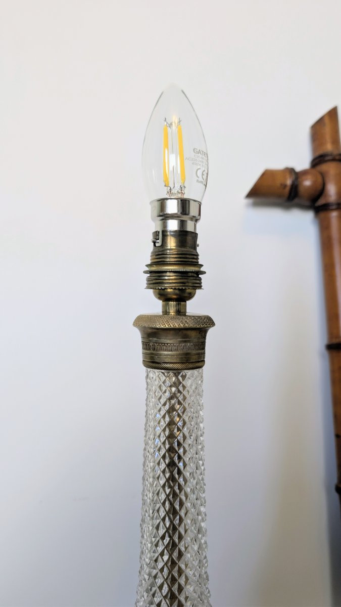 Lampe en cristal taillé et monture en bronze doré, début XXᵉ siècle-photo-2