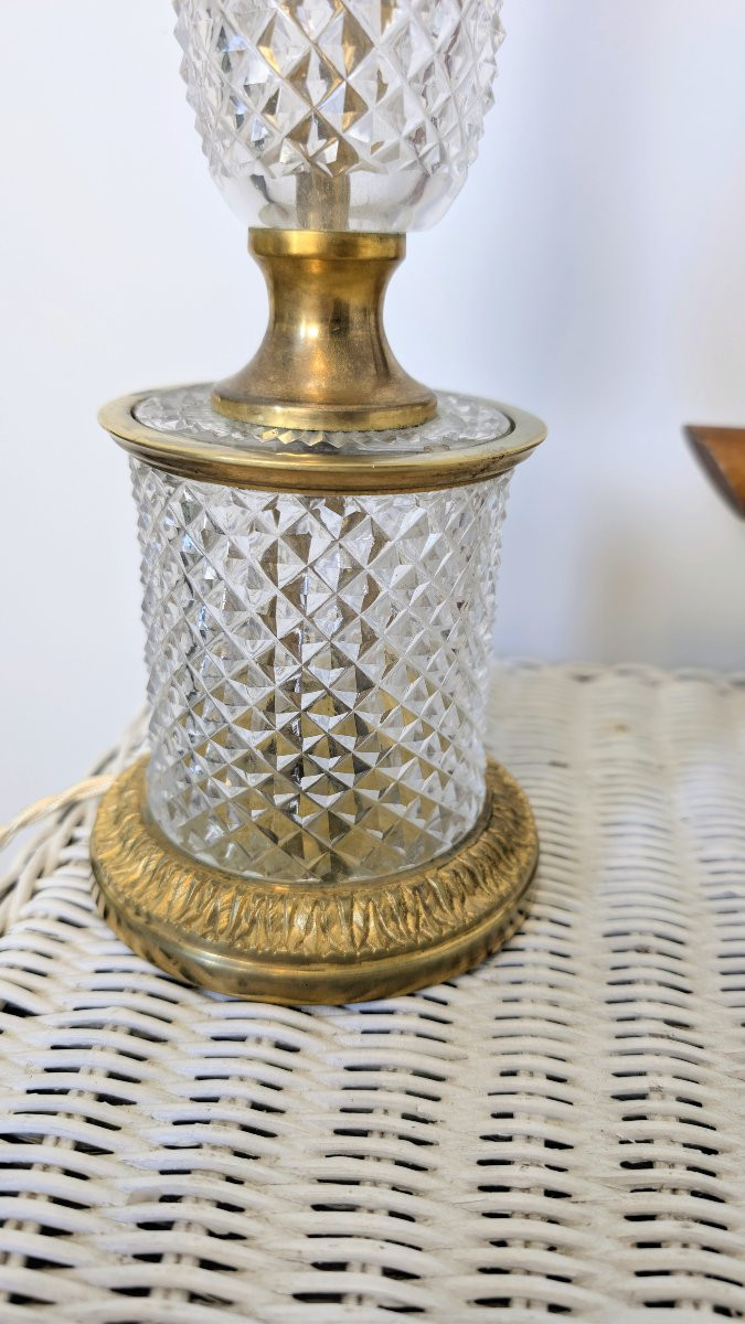 Lampe en cristal taillé et monture en bronze doré, début XXᵉ siècle-photo-3