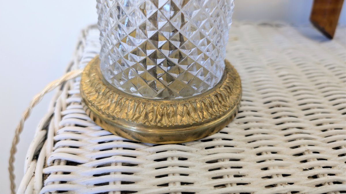 Lampe en cristal taillé et monture en bronze doré, début XXᵉ siècle-photo-4