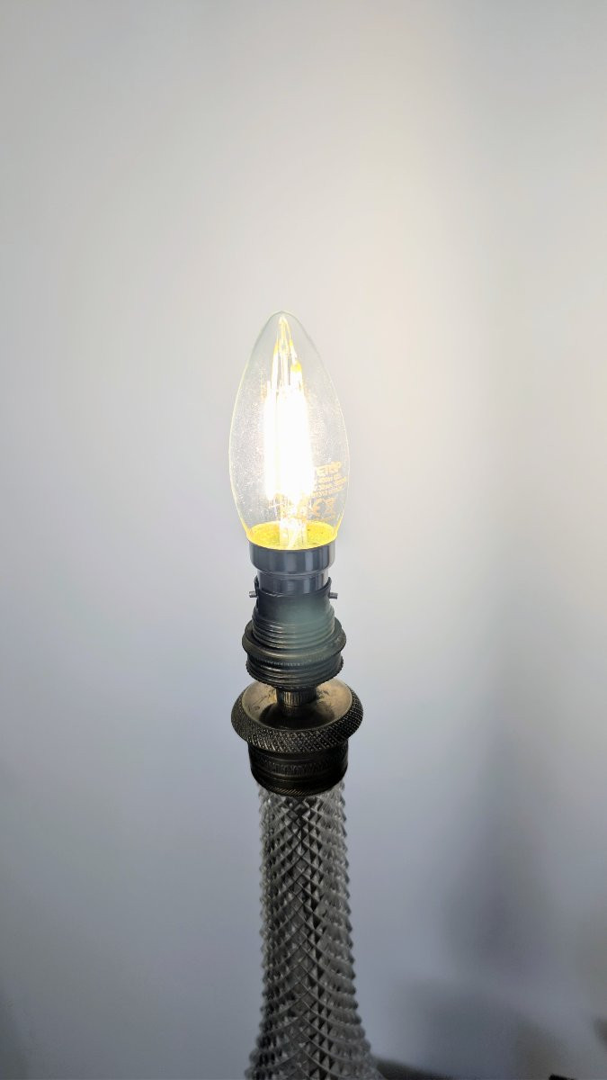 Lampe en cristal taillé et monture en bronze doré, début XXᵉ siècle-photo-4