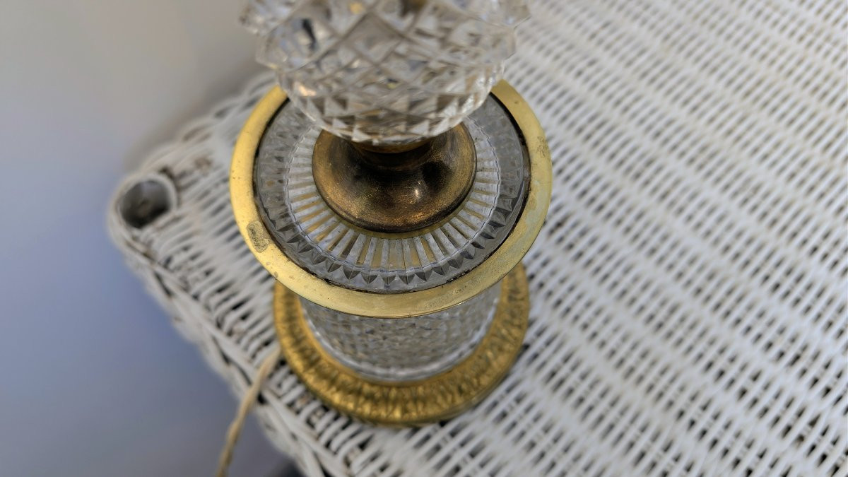 Lampe en cristal taillé et monture en bronze doré, début XXᵉ siècle-photo-5