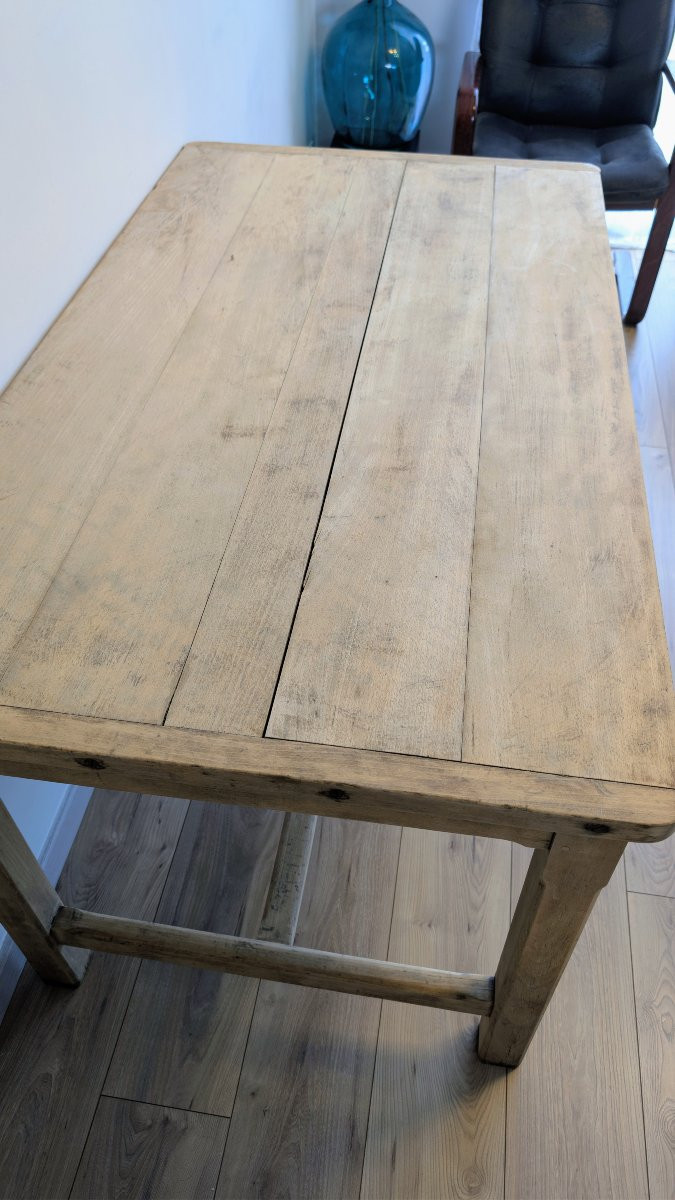 Table de ferme rustique en merisier massif à deux tiroirs - 140 x 80 cm-photo-4