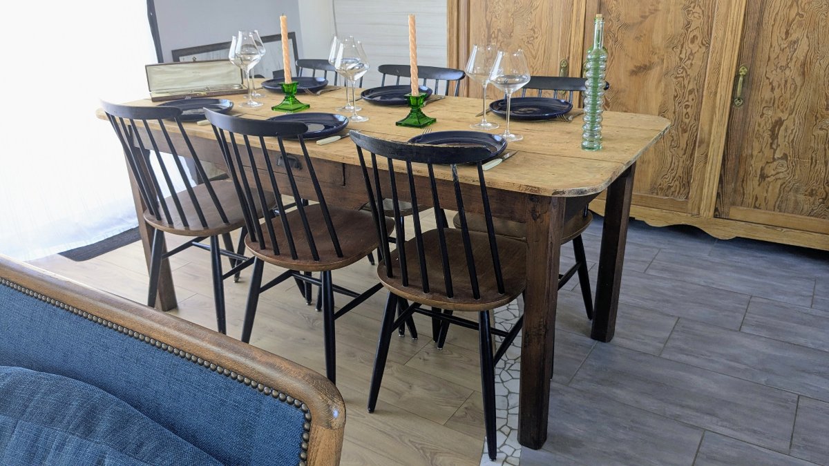 Large Late 19th - Early 20th Century French Farm Table -- 178 Cm-photo-6
