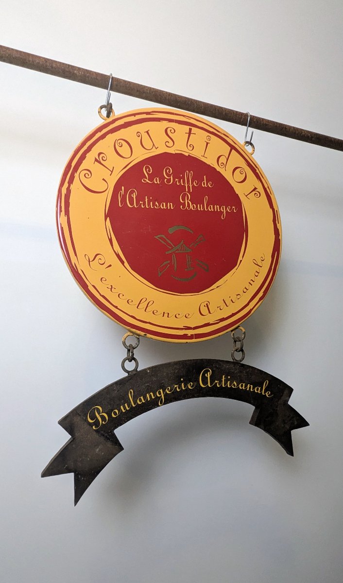 Enseigne de boulangerie Croustidor en métal peint double face – art populaire-photo-2