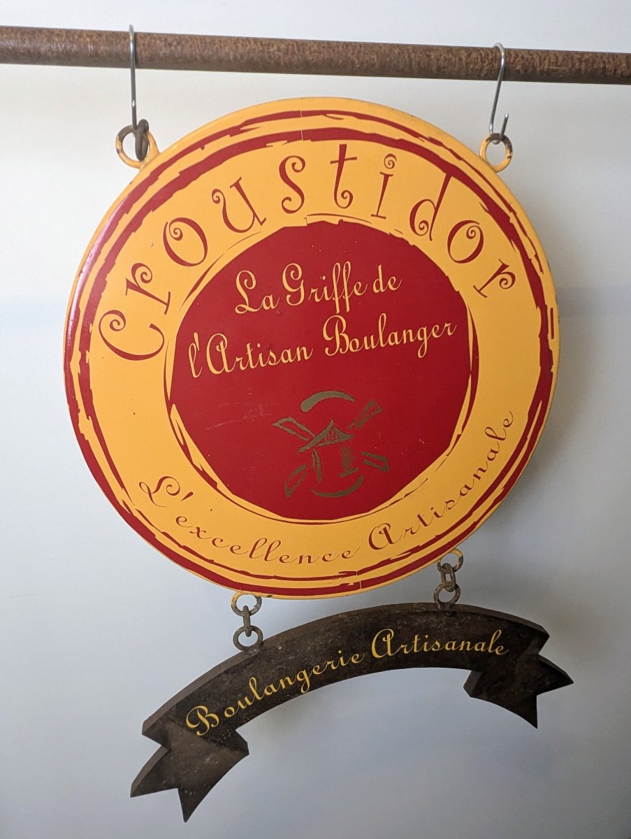 Enseigne de boulangerie Croustidor en métal peint double face – art populaire-photo-1
