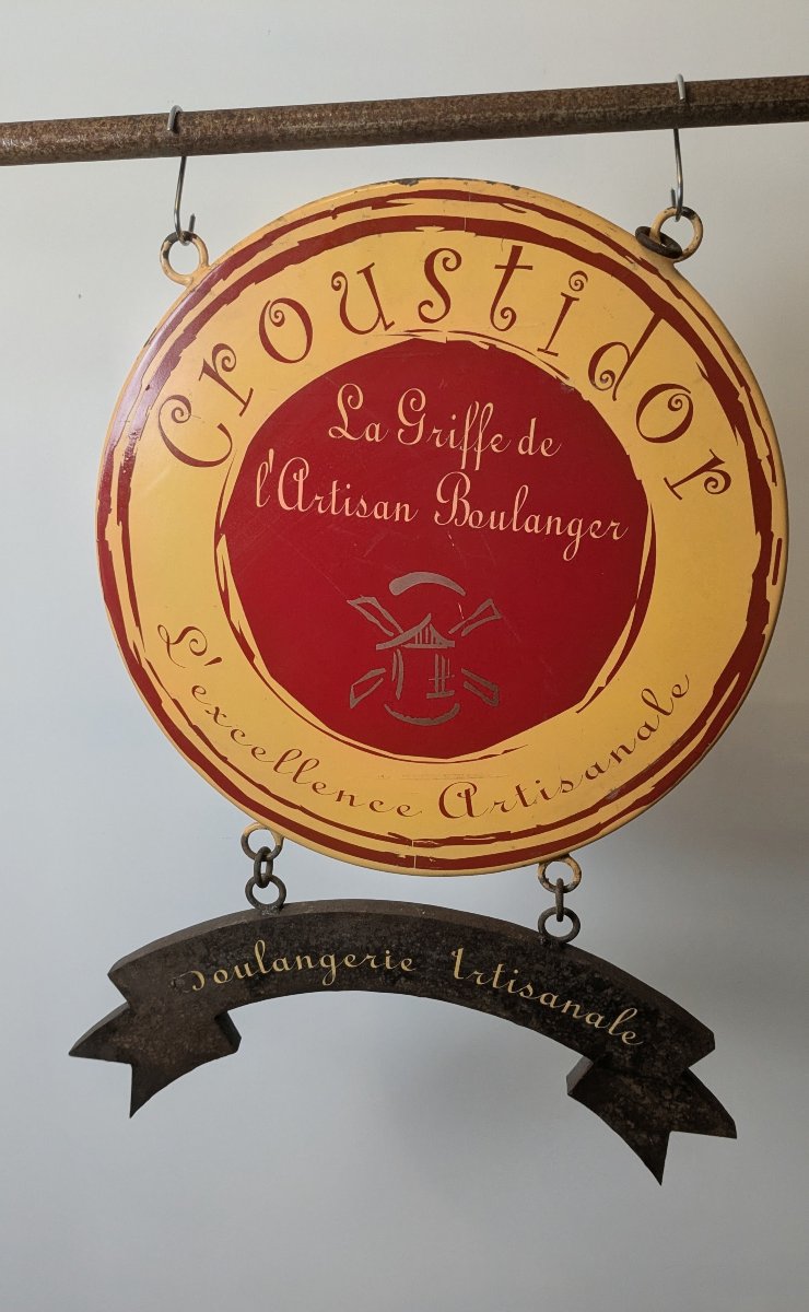 Enseigne de boulangerie Croustidor en métal peint double face – art populaire-photo-4