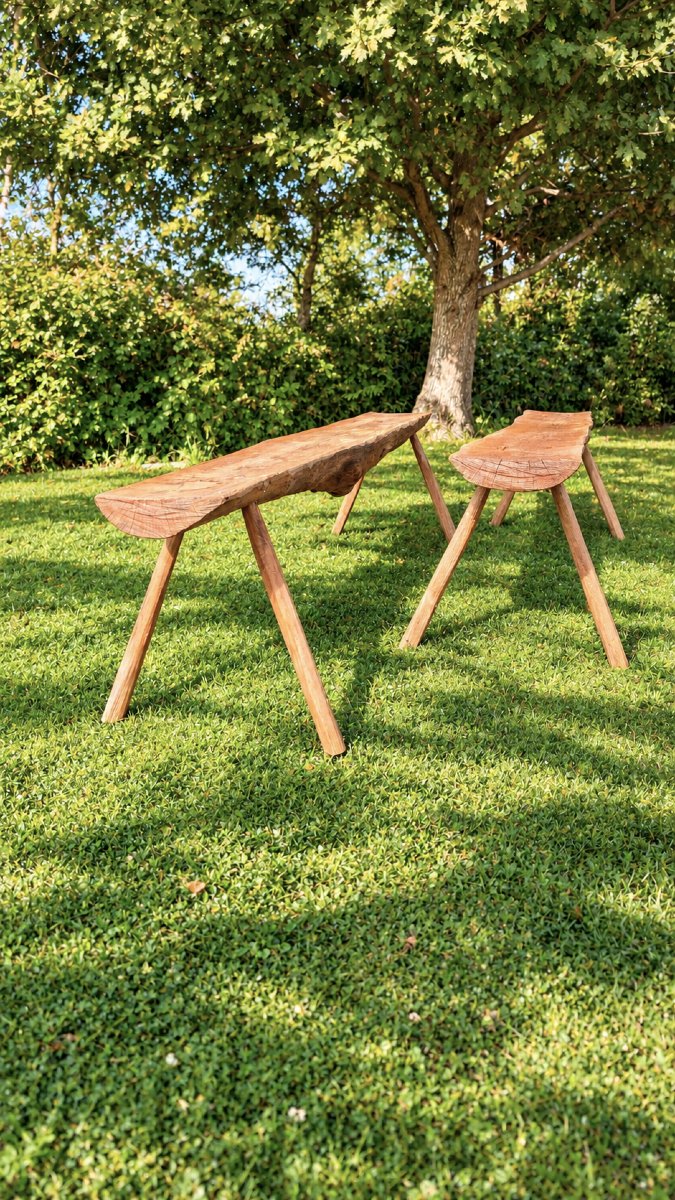 Pair Of Large, Rustic Solid-wood Farm Benches – Traditional Craftsmanship – 200 Cm-photo-1