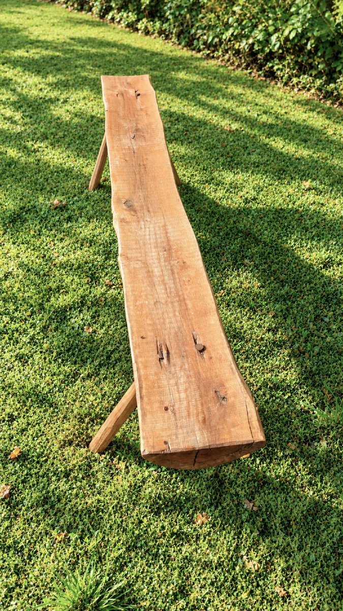 Pair Of Large, Rustic Solid-wood Farm Benches – Traditional Craftsmanship – 200 Cm-photo-5