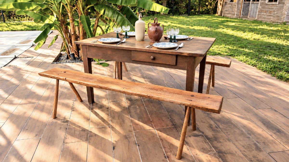 Pair Of Large, Rustic Solid-wood Farm Benches – Traditional Craftsmanship – 200 Cm-photo-8