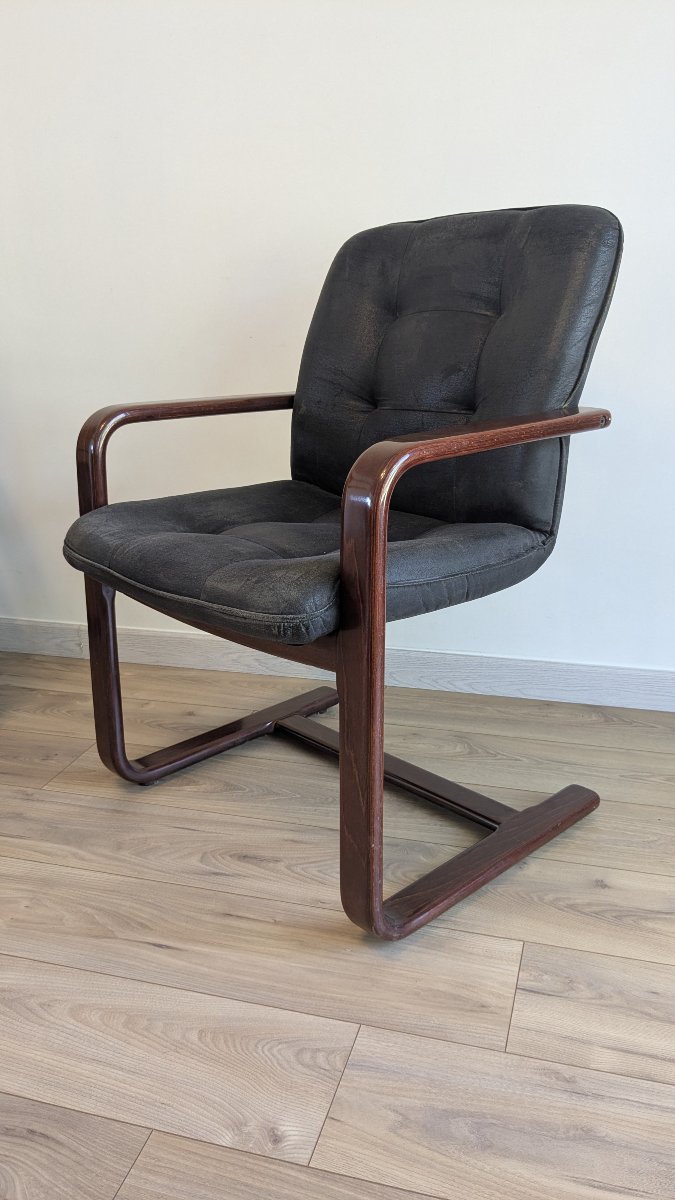 Paire de fauteuils cantilever modernistes en placage de palissandre – XXe siècle-photo-1