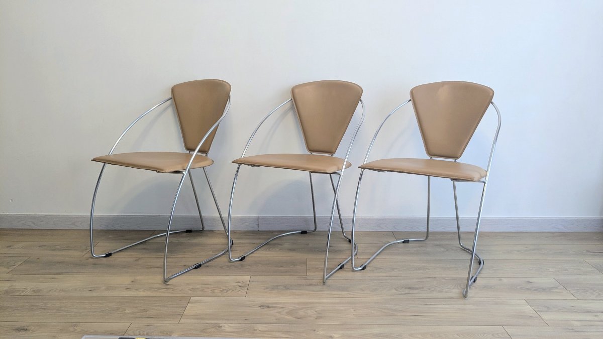 Set Of Three Linda Chairs By Arrben – Italy, 1980s-photo-2