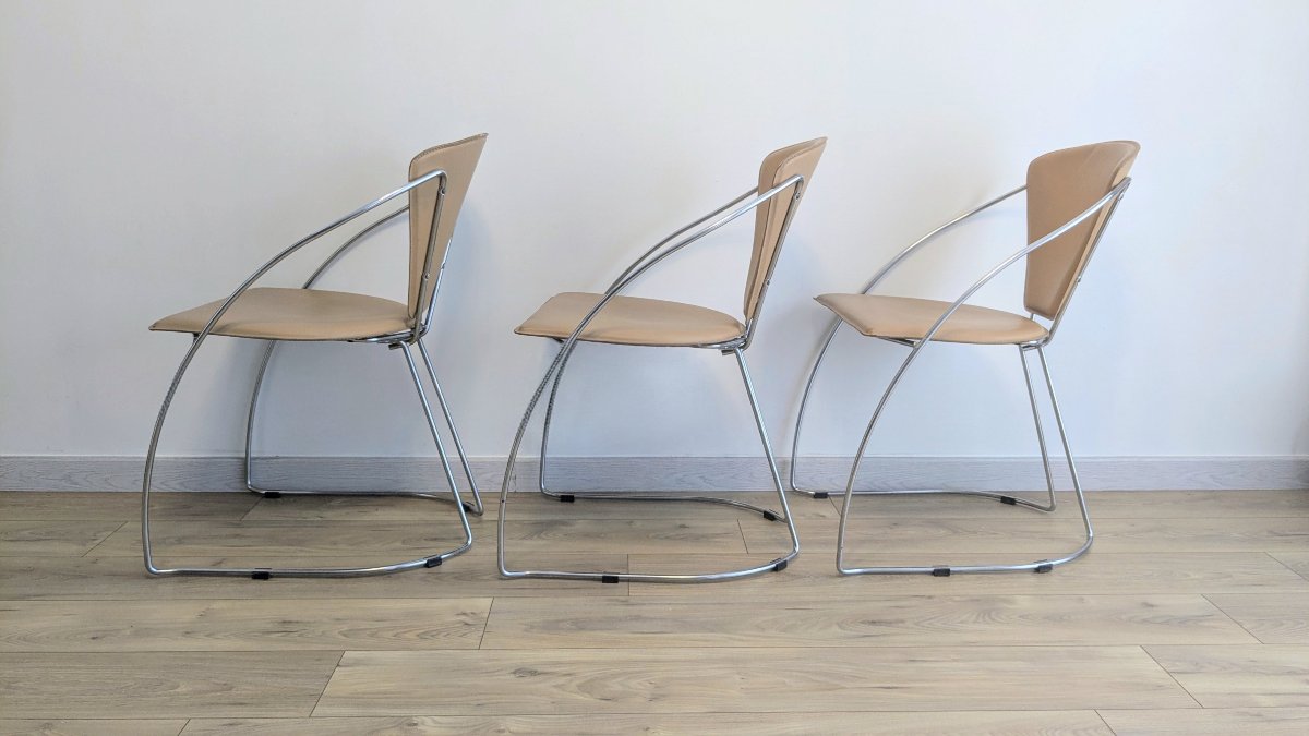 Set Of Three Linda Chairs By Arrben – Italy, 1980s-photo-4