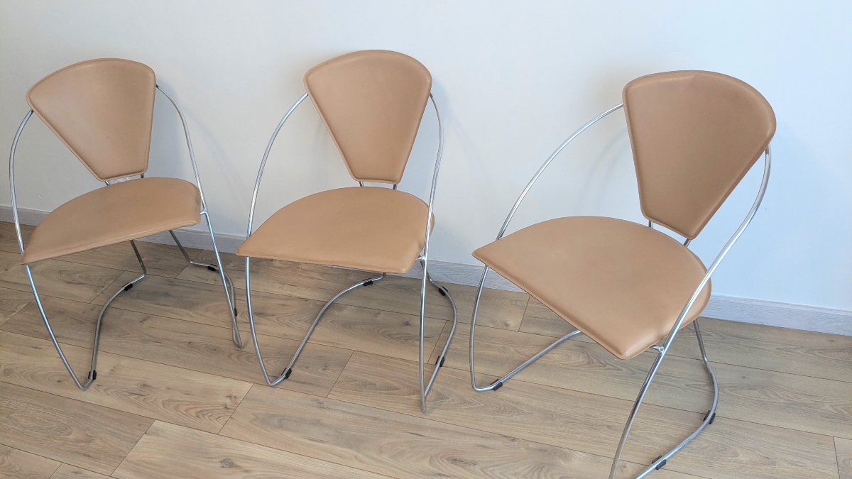 Set Of Three Linda Chairs By Arrben – Italy, 1980s-photo-5