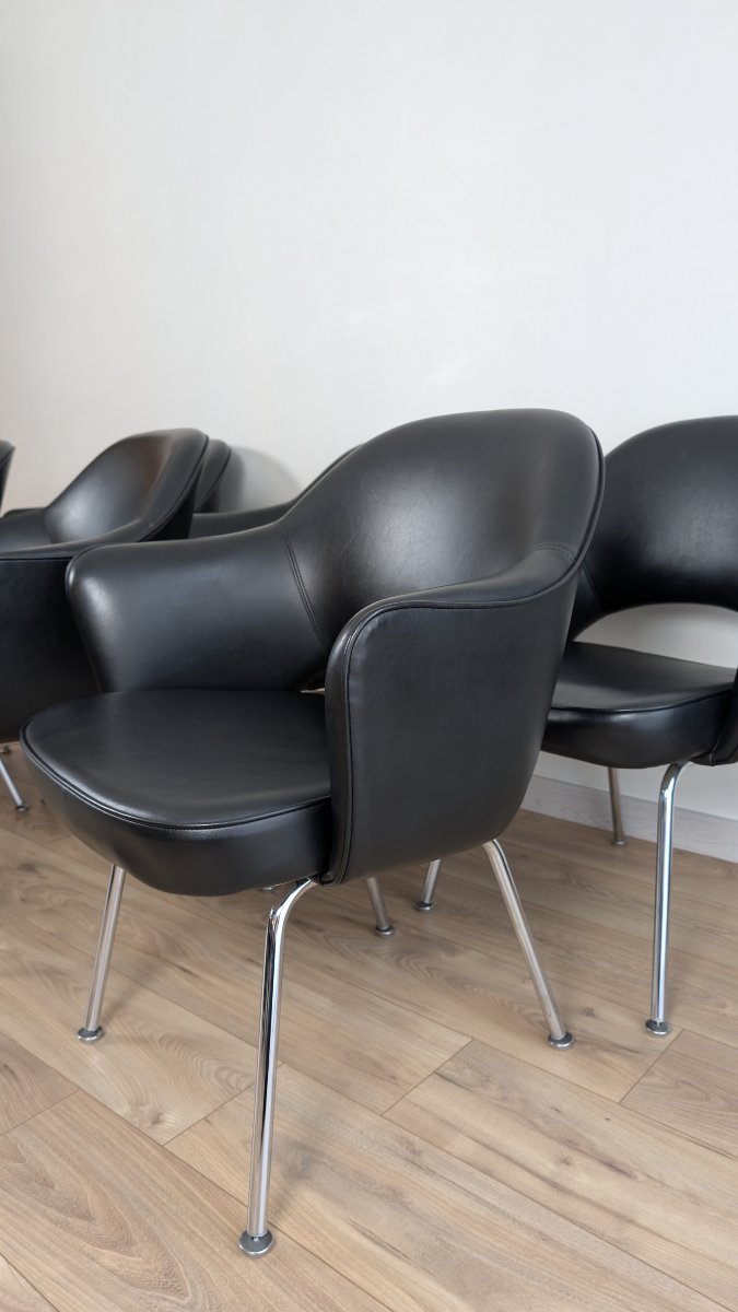 Suite de 6 fauteuils modèle "Conference" par Eero Saarinen pour Knoll International – Années 70-photo-4