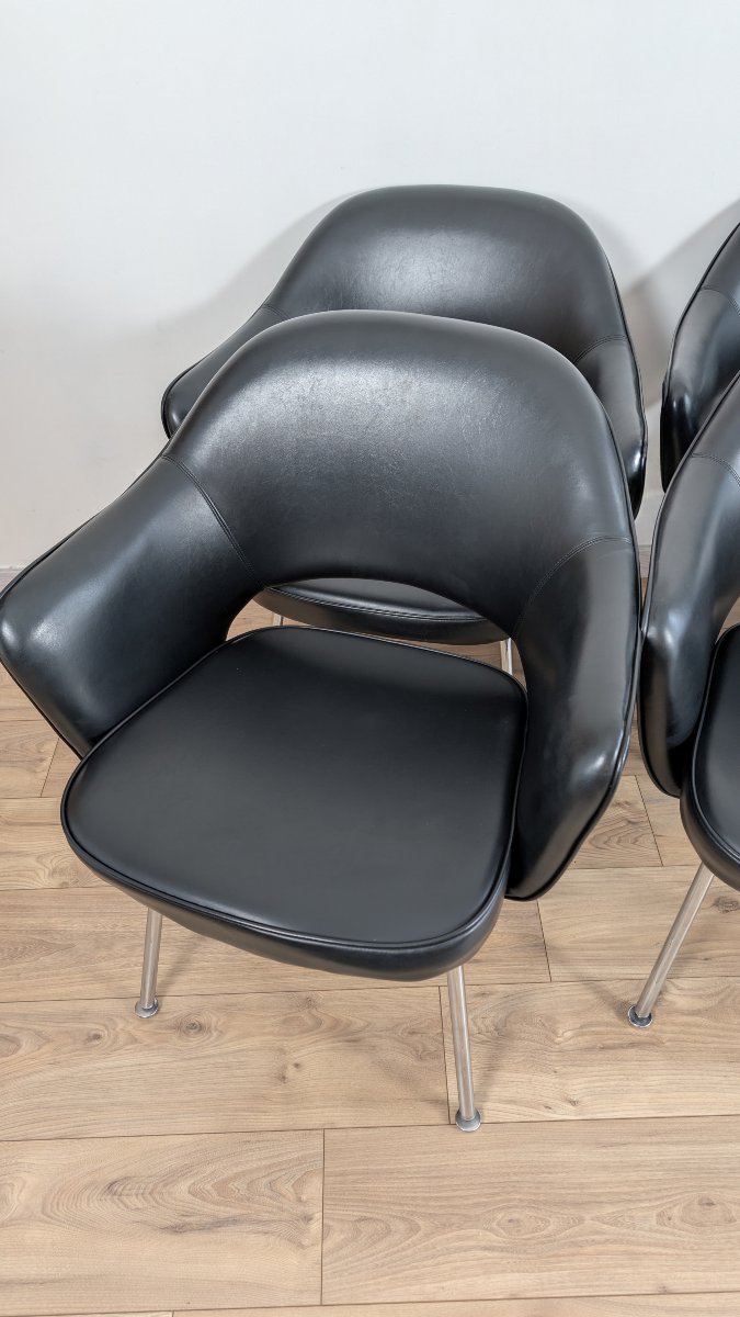 Suite de 6 fauteuils modèle "Conference" par Eero Saarinen pour Knoll International – Années 70-photo-3