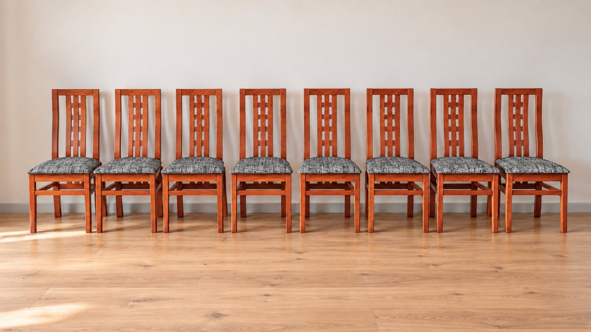Set de 8 chaises en teck vintage, style Mackintosh - Années 70-photo-2
