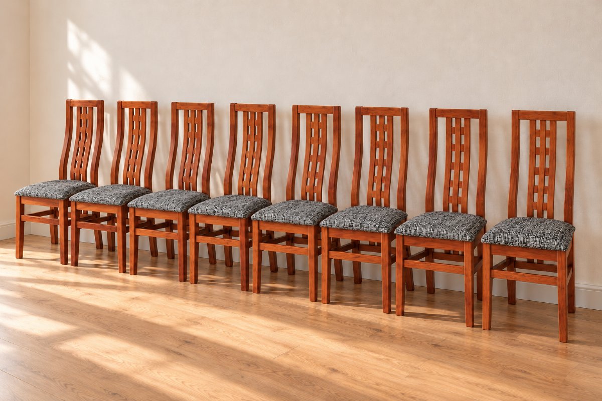 Set de 8 chaises en teck vintage, style Mackintosh - Années 70-photo-3