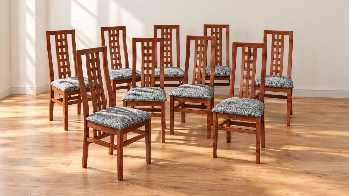 Set de 8 chaises en teck vintage, style Mackintosh - Années 70-photo-1