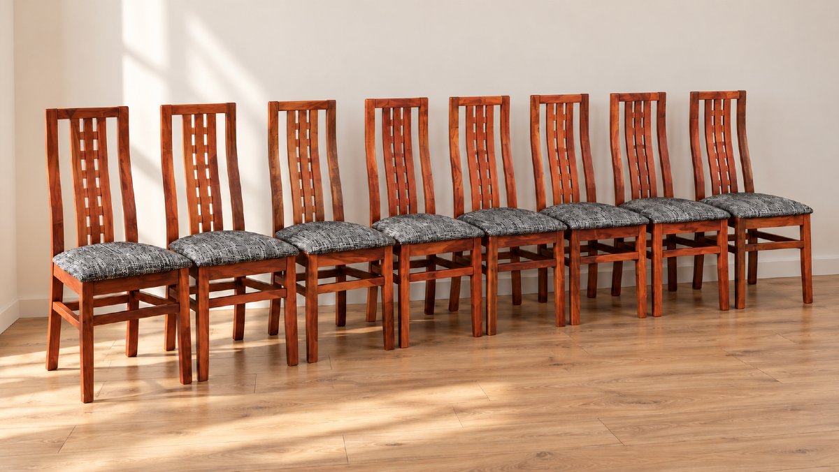 Set de 8 chaises en teck vintage, style Mackintosh - Années 70