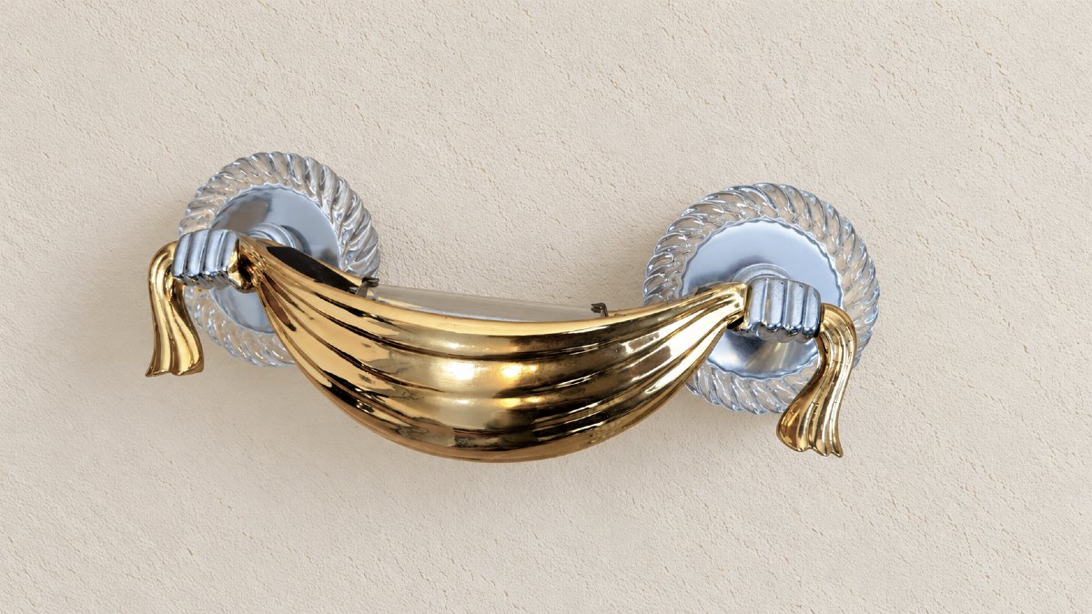 Banci Firenze – Set Of Three Brass And Crystal Wall Sconces – Studio Banci, 1980s-photo-1