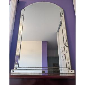 Large Art Deco Beveled Mirror 127 X 83 Cm