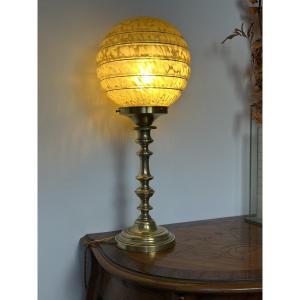 Lampe Boule En Verre De Clichy Jaune