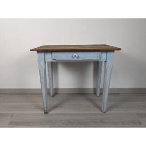 Ancienne Table à écrire De Campagne à Piètement Bleu Ciel
