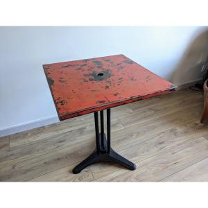 Vintage Red Metal Bistro Table