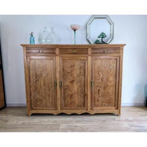 Pitch Pine Sideboard, Careful Grain Work, Large Format 206 Cm