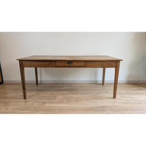 Table de ferme rustique – bois de peuplier, tiroir central